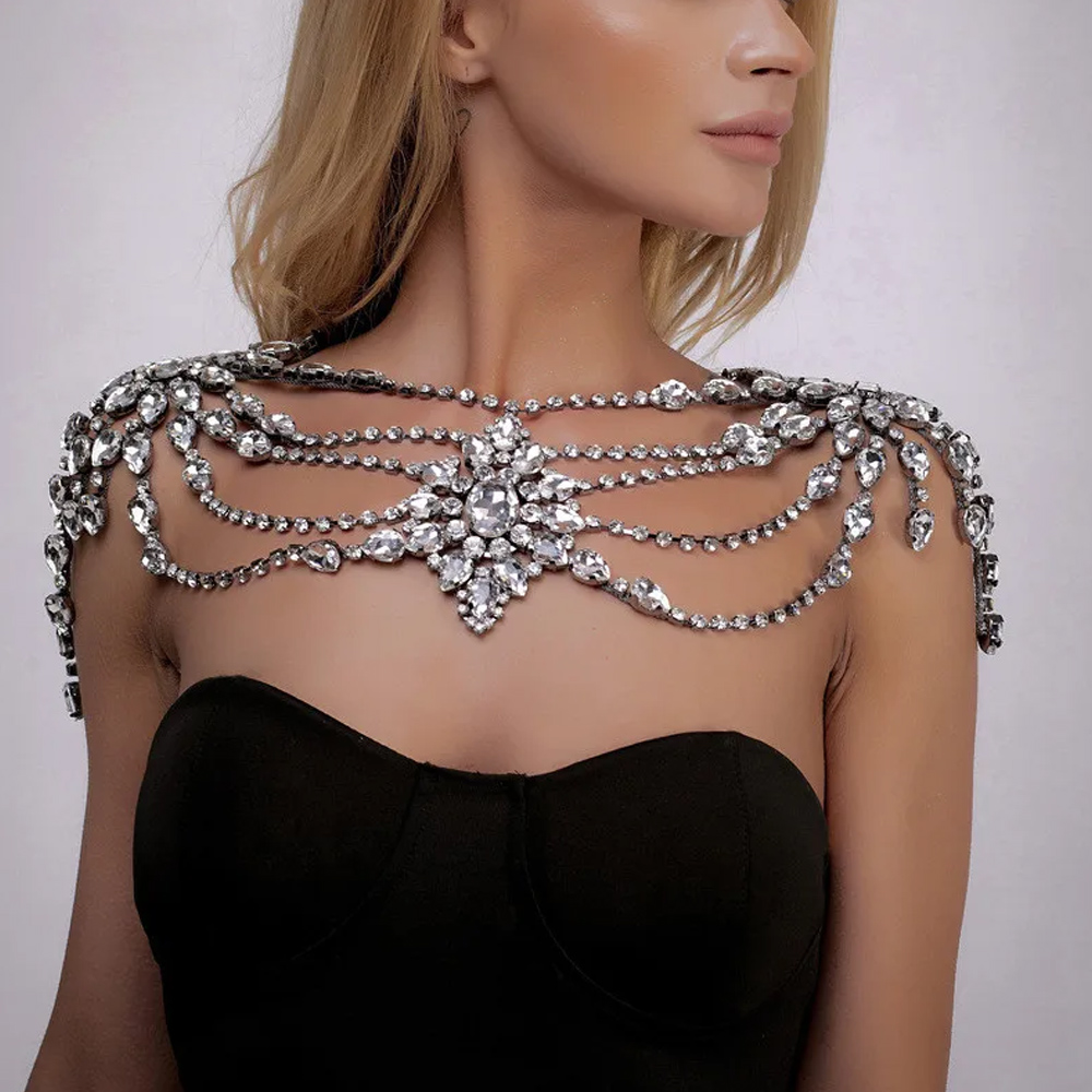Body Jewelry Retainers - قلادة سلسلة كتف زفاف كريستال بوهو