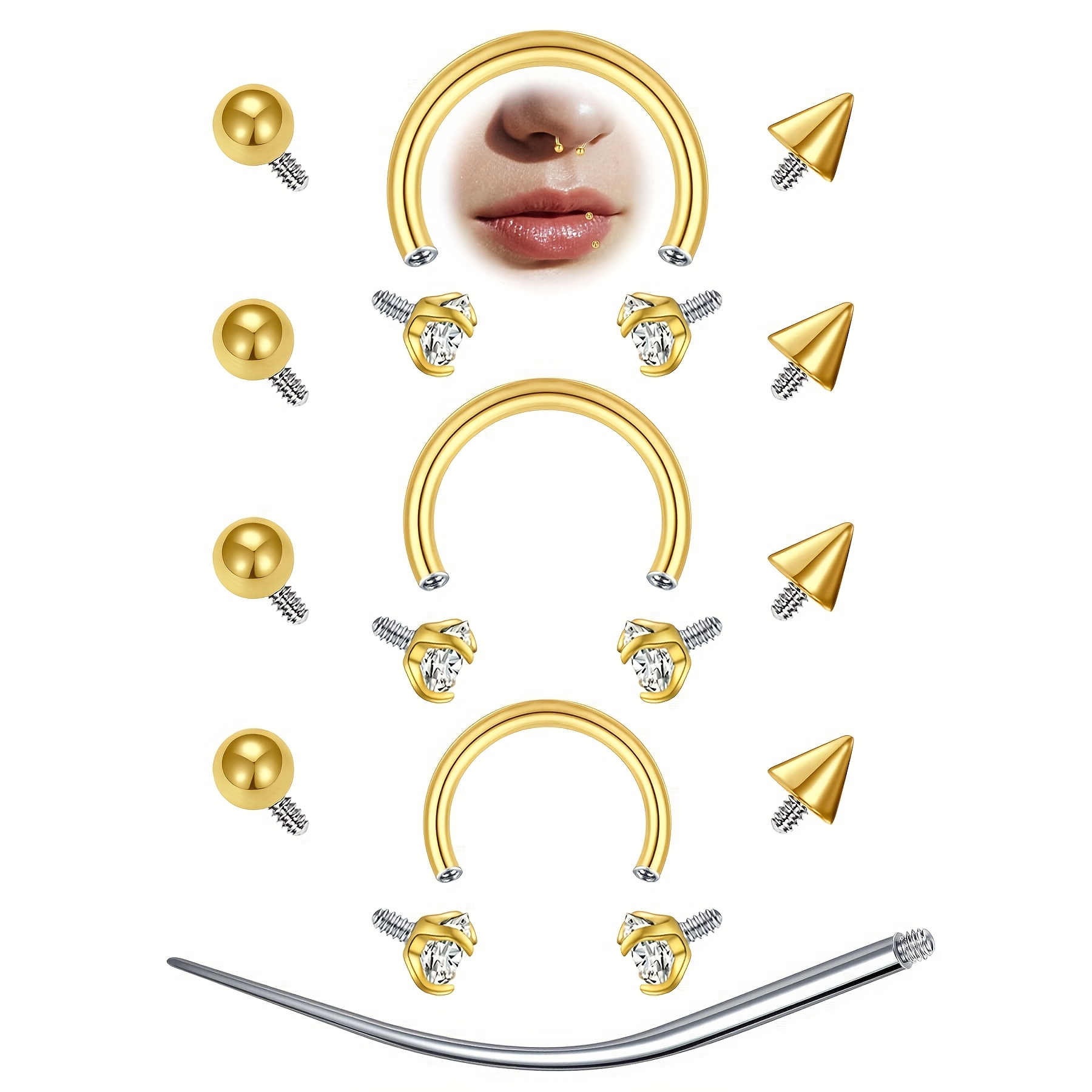 Body Jewelry Replacement Ball - 12 قطعة 16 جرام حلقات الحاجز