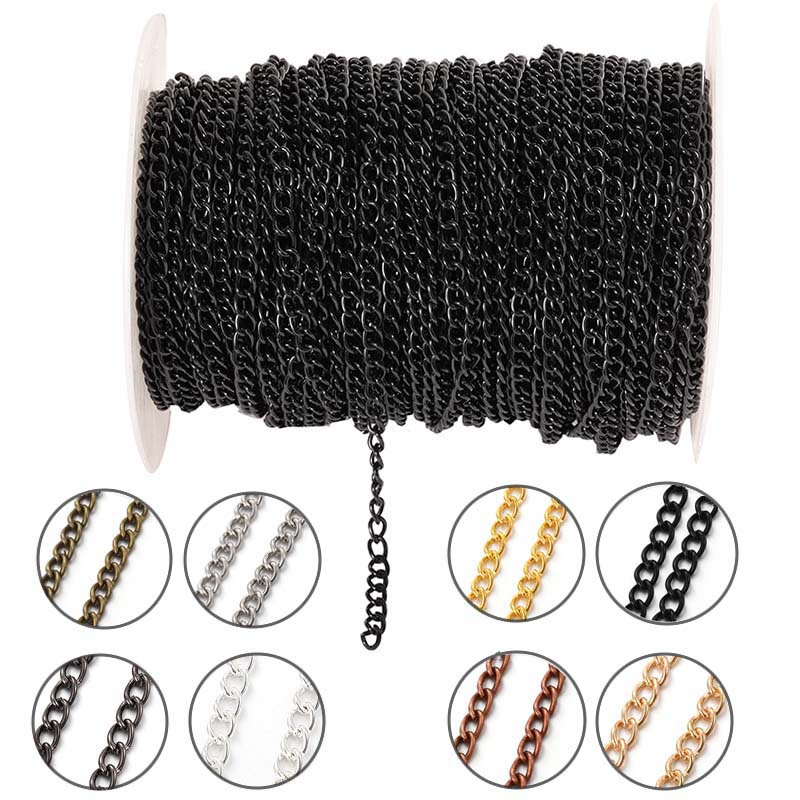 Body Jewelry Necklace - سلسلة معدنية مسطحة بيضاوية الشكل بطول