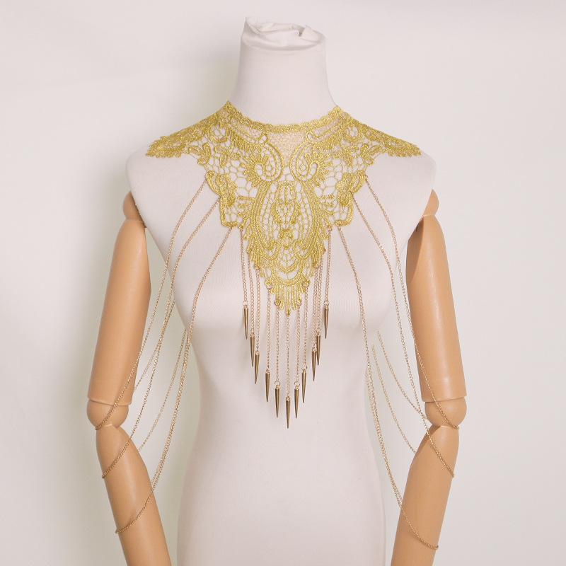 قلادة ذهبية متعددة الطبقات بتص - مراجعة Body Jewelry Necklace وسعره