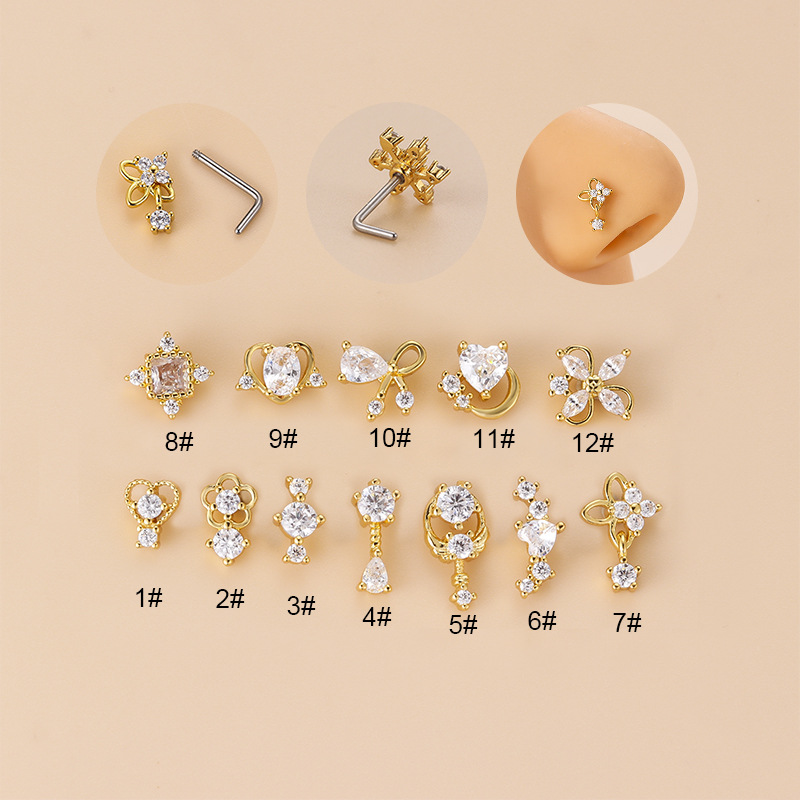 حلق أنف على شكل حرف L مرصع بال - مراجعة Body Jewelry Surgical Steel وسعره