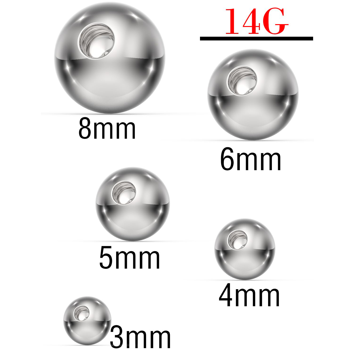 14G 3mm 4mm 5mm 6mm 8mm خارجيا - مراجعة Body Jewelry Replacement Ball وسعره