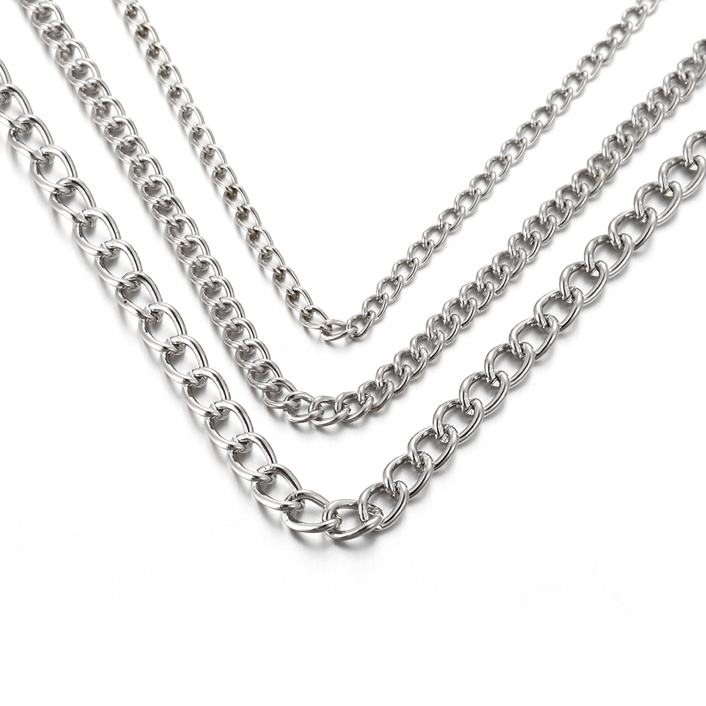 سلسلة معدنية مسطحة بيضاوية الش - مراجعة Body Jewelry Necklace وسعره